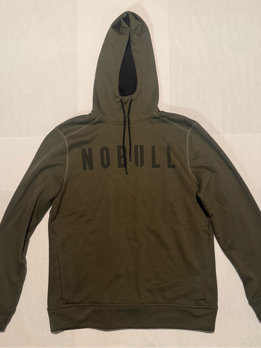 NOBULL Men's Olive Hooded Pullover with Black Logo